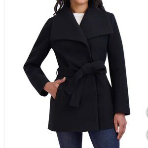 Tahari Ladies' Faux Wool Wrap Coat Black